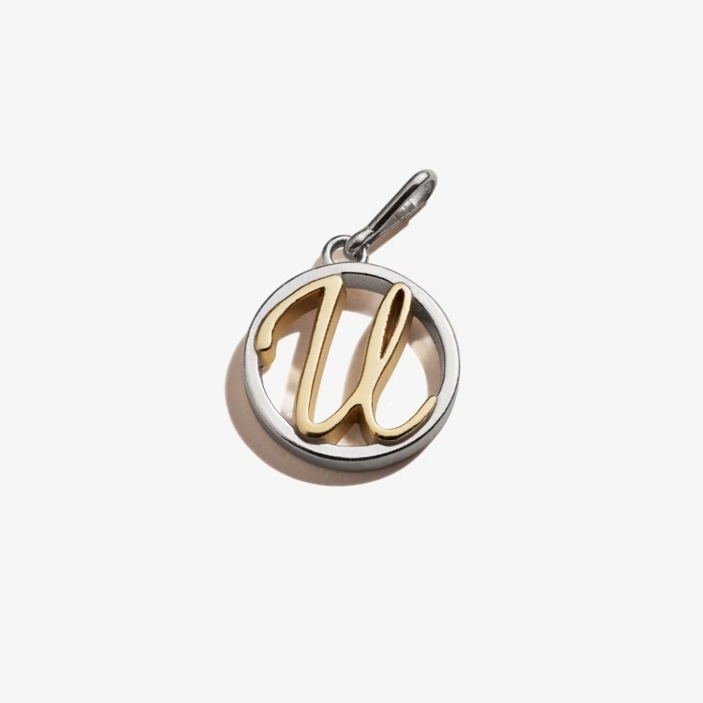 Alex And Ani Initial U Two tone charm .925 Sterling Silver New